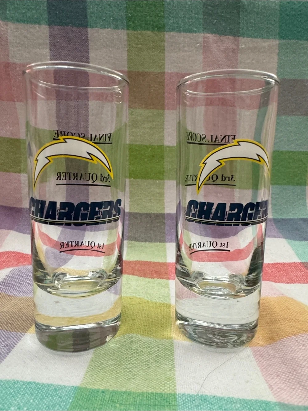 2 LA Charger shot glasses